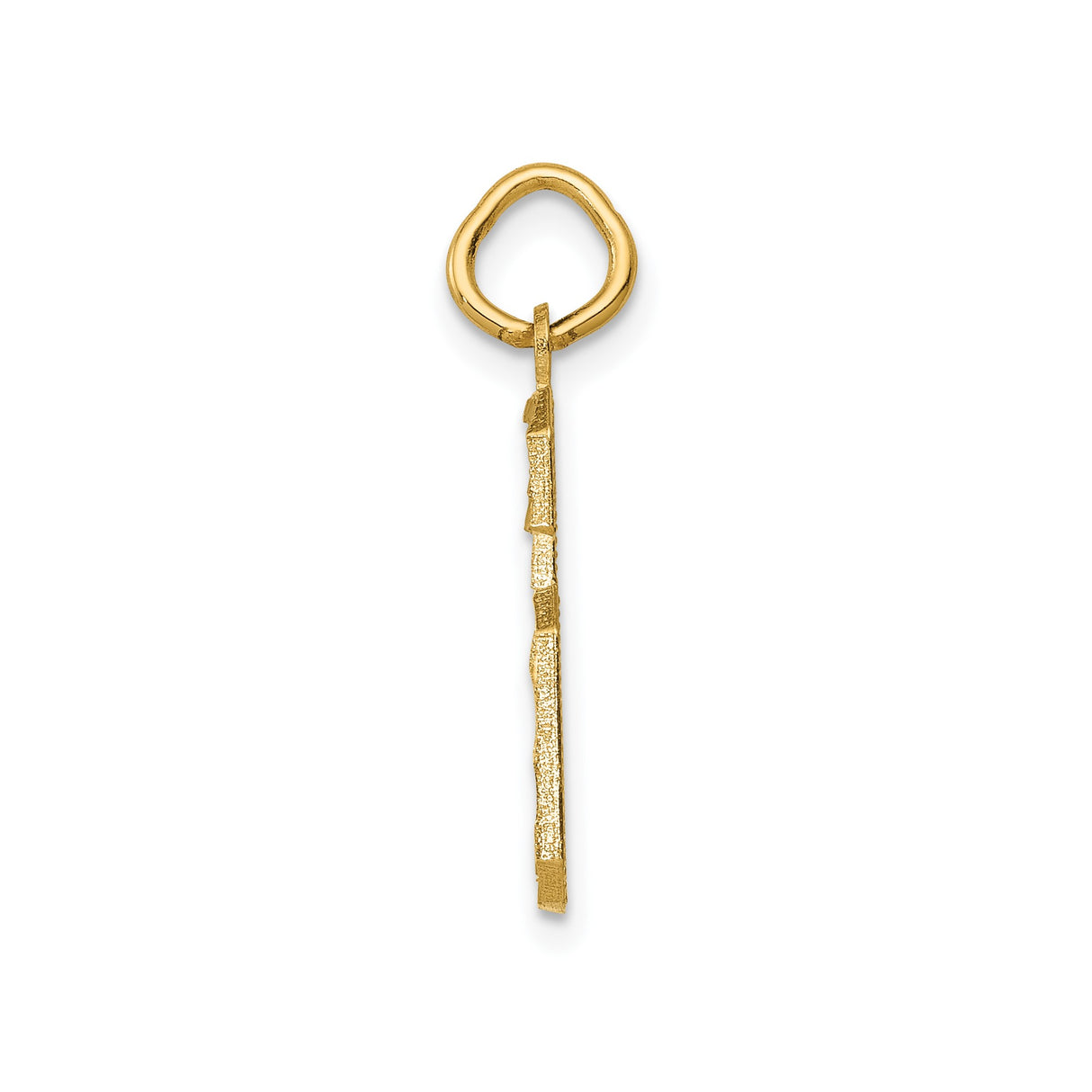 14k Yellow Gold Number 6 Pendant Charm, Textured Block Style, Unisex Jewelry