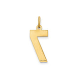 14k Yellow Gold Number Seven Pendant Charm, Diamond Cut Textured, Lucky Numerology Jewelry