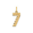 14k Yellow Gold Number Seven Pendant Charm, Diamond Cut Textured, Lucky Numerology Jewelry