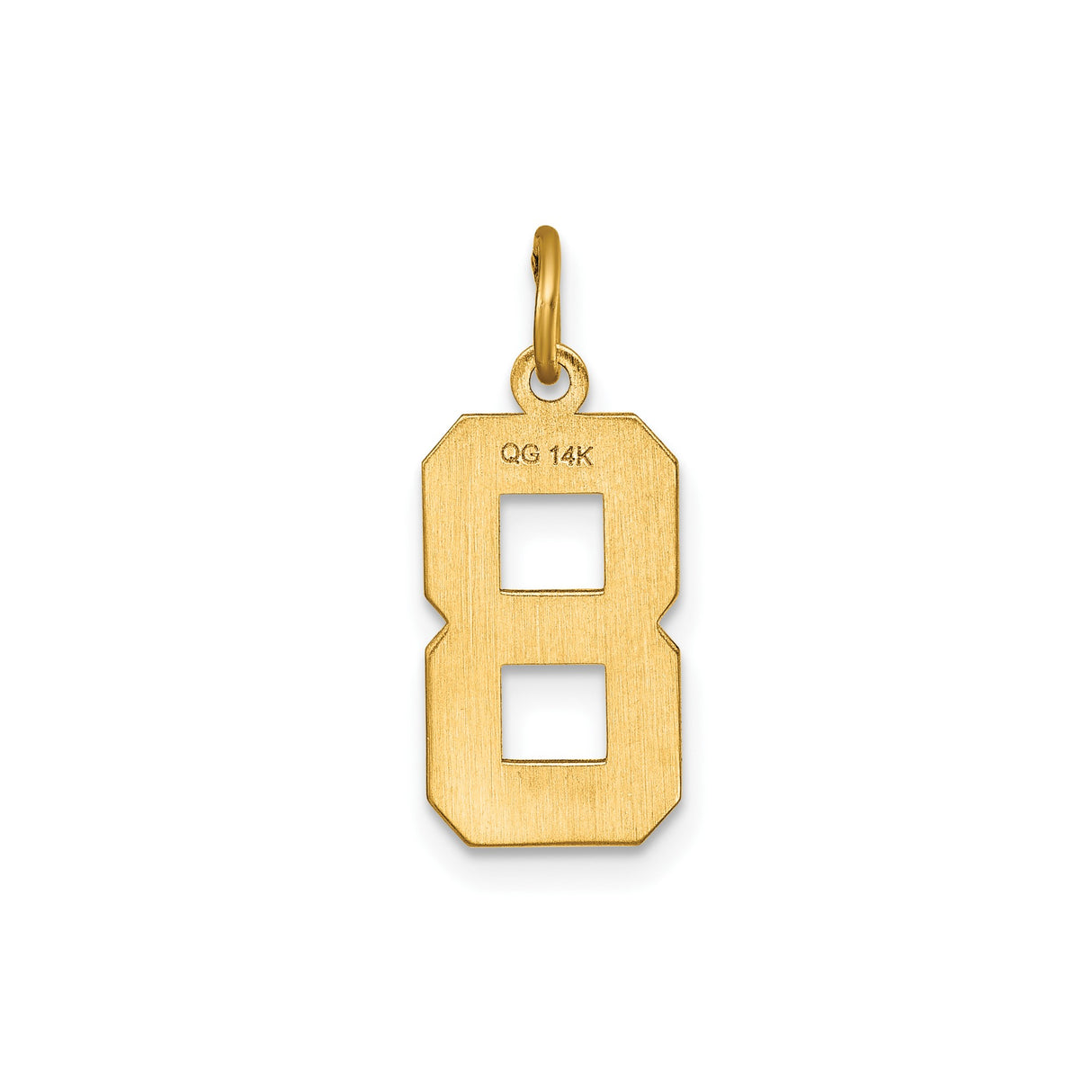 14k Yellow Gold Number 8 Pendant Charm, Textured and Polished Finish, Unisex Lucky Number Jewelry