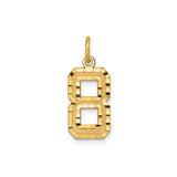 14k Yellow Gold Number 8 Pendant Charm, Textured and Polished Finish, Unisex Lucky Number Jewelry