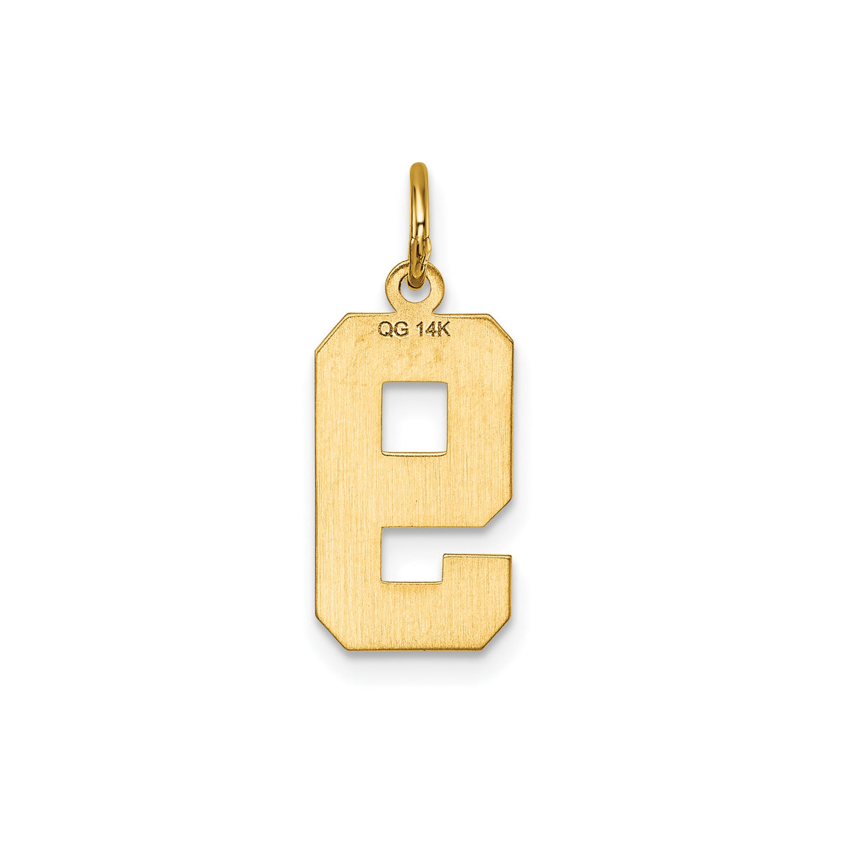 14k Yellow Gold Number 9 Pendant Charm with Textured Center and Polished Edges