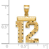 Medium Diamond-cut Number 12 Charm Pendant in Real 14k Yellow Gold