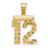 Medium Diamond-cut Number 12 Charm Pendant in Real 14k Yellow Gold