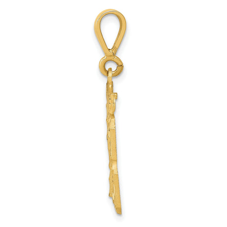 14k Yellow Gold Number 13 Pendant, Bold Textured Design, Urban Hip Hop Style for Men