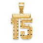 Medium Diamond-cut Number 15 Charm Pendant in Real 14k Yellow Gold