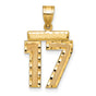 Medium Diamond-cut Number 17 Charm Pendant in Real 14k Yellow Gold