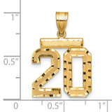 Medium Diamond-cut Number 20 Charm Pendant in Real 14k Yellow Gold