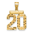 Medium Diamond-cut Number 20 Charm Pendant in Real 14k Yellow Gold