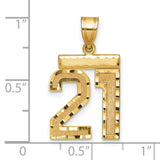 Medium Diamond-cut Number 21 Charm Pendant in Real 14k Yellow Gold