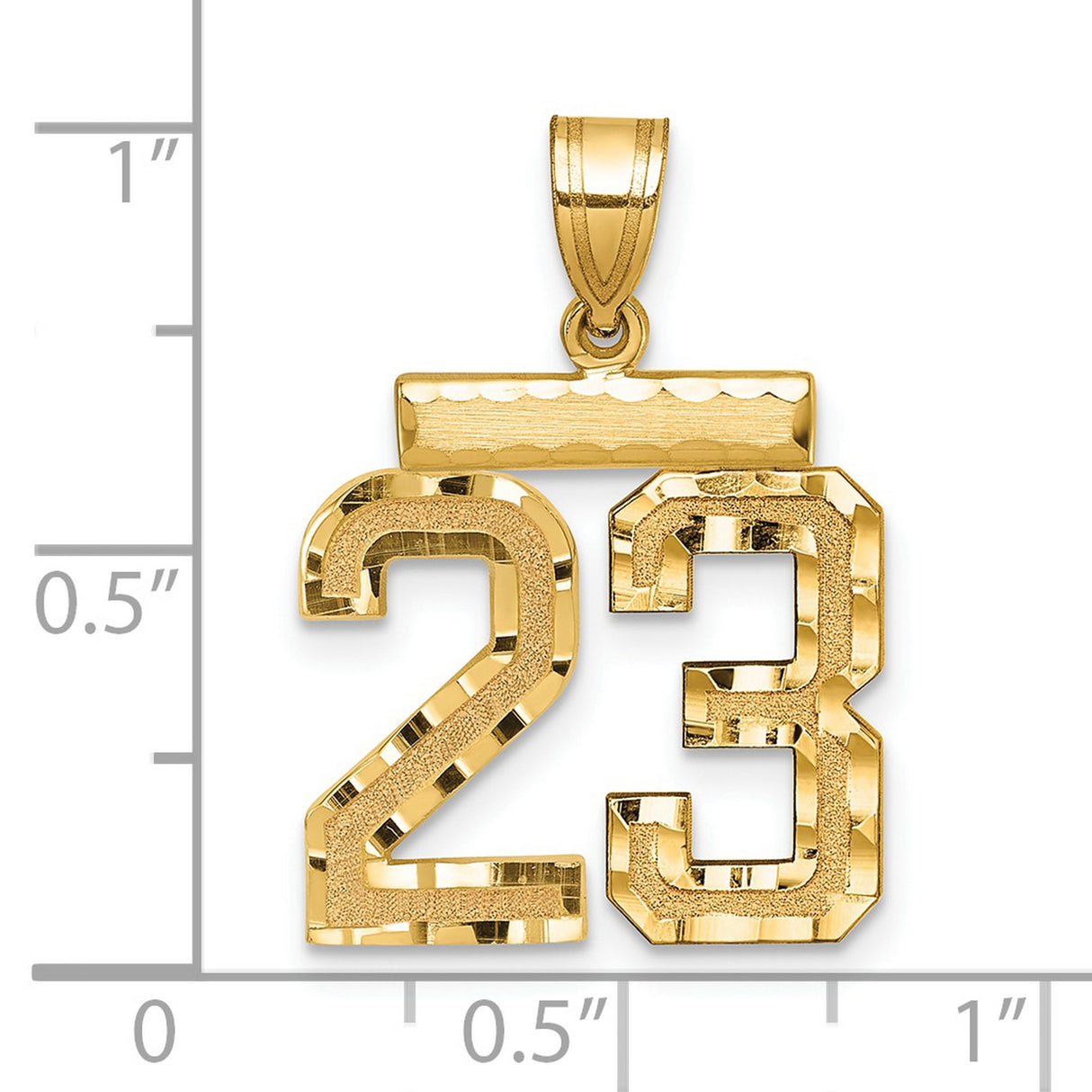 14k Yellow Gold Number 23 Pendant, Bold Sports Jersey Style Charm for Men or Unisex
