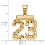 14k Yellow Gold Number 23 Pendant, Bold Sports Jersey Style Charm for Men or Unisex