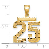 14k Yellow Gold Number 25 Pendant, Textured and Polished Finish, Unisex Milestone Charm
