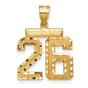 14k Yellow Gold Number 26 Pendant, Textured and Polished Sports Charm for Men or Unisex