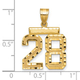 14k Yellow Gold Number 28 Pendant, Polished and Textured Numeric Charm for Unisex