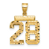 14k Yellow Gold Number 28 Pendant, Polished and Textured Numeric Charm for Unisex