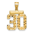 Medium Diamond-cut Number 30 Charm Pendant in Real 14k Yellow Gold
