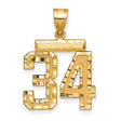 Medium Diamond-cut Number 34 Charm Pendant in Real 14k Yellow Gold