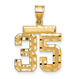 14k Yellow Gold Number 35 Pendant, Bold Textured Sports Charm for Men or Unisex Wear