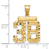Medium Diamond-cut Number 38 Charm Pendant in Real 14k Yellow Gold