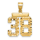 Medium Diamond-cut Number 38 Charm Pendant in Real 14k Yellow Gold