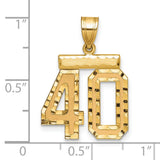 Medium Diamond-cut Number 40 Charm Pendant in Real 14k Yellow Gold