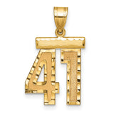 Medium Diamond-cut Number 41 Charm Pendant in Real 14k Yellow Gold