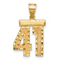 Medium Diamond-cut Number 41 Charm Pendant in Real 14k Yellow Gold