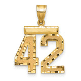14k Yellow Gold Number 42 Pendant with Polished and Textured Finish, Unisex Sports Charm