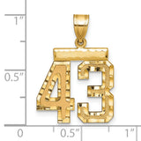 Medium Diamond-cut Number 43 Charm Pendant in Real 14k Yellow Gold