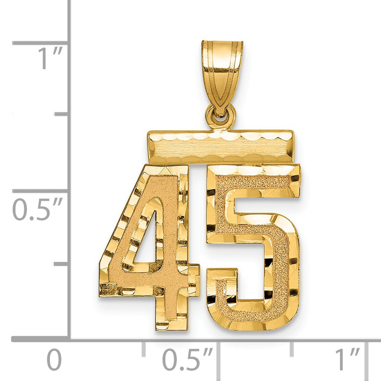 Medium Diamond-cut Number 45 Charm Pendant in Real 14k Yellow Gold