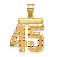 Medium Diamond-cut Number 45 Charm Pendant in Real 14k Yellow Gold