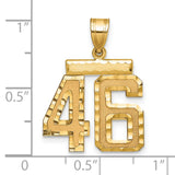 Medium Diamond-cut Number 46 Charm Pendant in Real 14k Yellow Gold