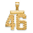 Medium Diamond-cut Number 46 Charm Pendant in Real 14k Yellow Gold