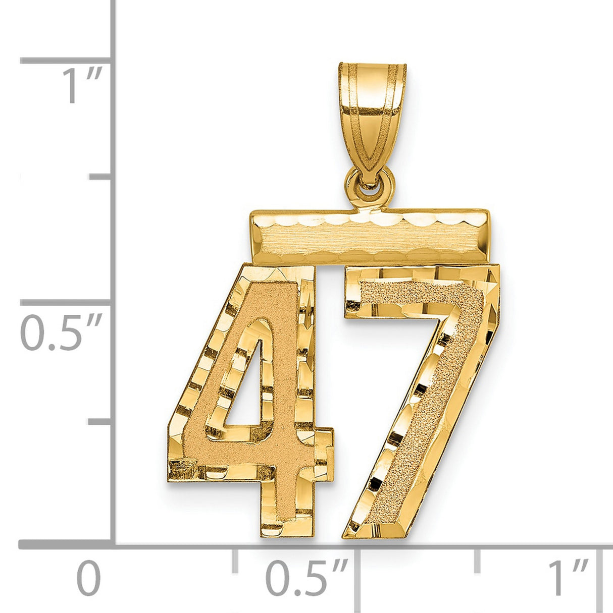 Medium Diamond-cut Number 47 Charm Pendant in Real 14k Yellow Gold