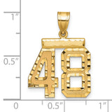 Medium Diamond-cut Number 48 Charm Pendant in Real 14k Yellow Gold