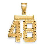 Medium Diamond-cut Number 48 Charm Pendant in Real 14k Yellow Gold