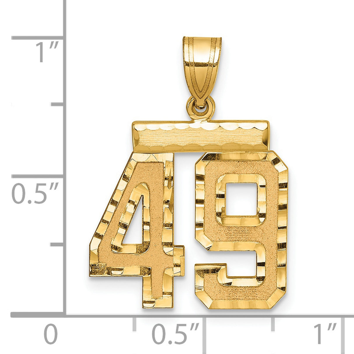 Medium Diamond-cut Number 49 Charm Pendant in Real 14k Yellow Gold