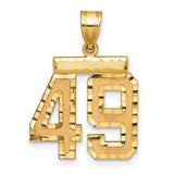 Medium Diamond-cut Number 49 Charm Pendant in Real 14k Yellow Gold