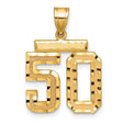 Medium Diamond-cut Number 50 Charm Pendant in Real 14k Yellow Gold