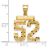 Medium Diamond-cut Number 52 Charm Pendant in Real 14k Yellow Gold