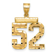 Medium Diamond-cut Number 52 Charm Pendant in Real 14k Yellow Gold