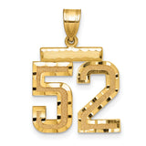 Medium Diamond-cut Number 52 Charm Pendant in Real 14k Yellow Gold