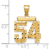 14k Yellow Gold Number 54 Pendant, Textured and Polished Sports Tribute Charm for Men or Unisex