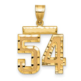 14k Yellow Gold Number 54 Pendant, Textured and Polished Sports Tribute Charm for Men or Unisex
