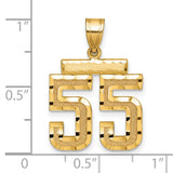 14k Yellow Gold Number 55 Pendant, Textured and Polished Sports Jersey Charm for Men or Unisex