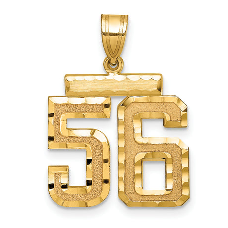 Medium Diamond-cut Number 56 Charm Pendant in Real 14k Yellow Gold