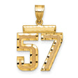 Medium Diamond-cut Number 57 Charm Pendant in Real 14k Yellow Gold