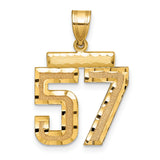 Medium Diamond-cut Number 57 Charm Pendant in Real 14k Yellow Gold