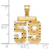 Medium Diamond-cut Number 59 Charm Pendant in Real 14k Yellow Gold